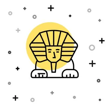 Black line Sphinx - mythical creature of ancient Egypt icon isolated on whi.. Stock Illustration