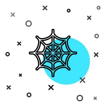 Black line Spider web icon isolated on white background. Cobweb sign. Happy 스톡 일러스트
