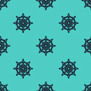 Black line Spider web icon isolated seamless pattern on green background. Cobweb Stock Illustration