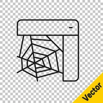 Black line Spider web icon isolated on transparent background. Cobweb sign. H Stock Illustration