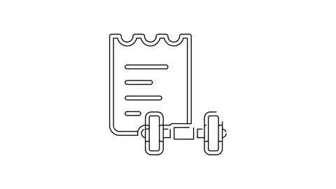 Black line Sport training program or fitness plan icon isolated on white Stock Footage 156444912