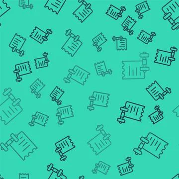 Black line Sport training program or fitness plan icon isolated seamless pattern Illustrazione stock