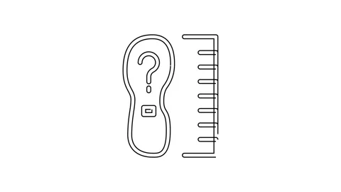 Black line Square measure foot size icon isolated on white background. Shoe size Stock Footage 148448521