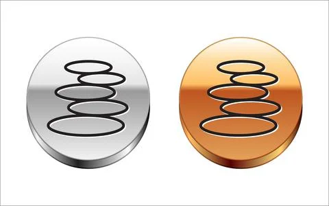 Black line Stack hot stones icon isolated on white background. Spa salon Stock Illustration