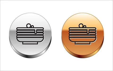 Black line Stack of pancakes icon isolated on white background. Baking with Stock Illustration