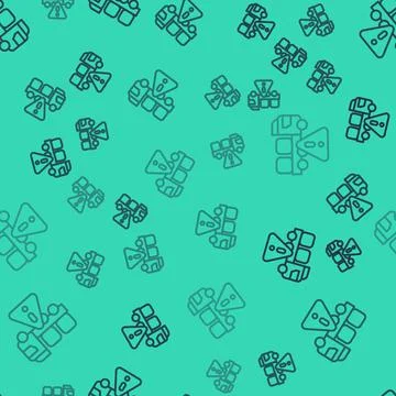 Black line Stop delivery cargo truck vehicle icon isolated seamless pattern on 스톡 일러스트