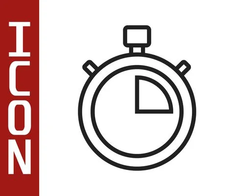 Black line Stopwatch icon isolated on white background. Time timer sign Stock Illustration