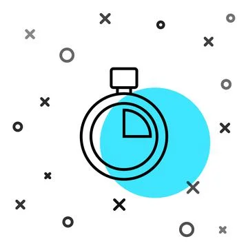 Black line Stopwatch icon isolated on white background. Time timer sign 库存插图