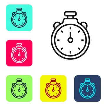 Black line Stopwatch icon isolated on white background. Time timer sign Stock Illustration