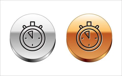 Black line Stopwatch icon isolated on white background. Time timer sign. Chro Stock Illustration