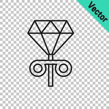 Black line Stud earrings icon isolated on transparent background. Jewelry Stock Illustration