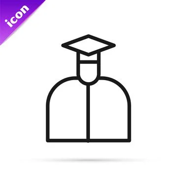 Black line Student icon isolated on white background. Vector Illustration Stock Illustration