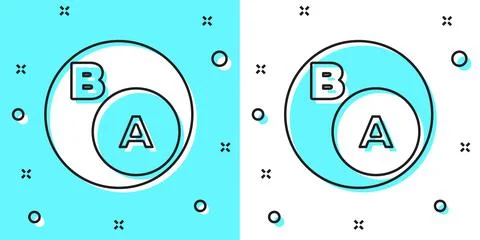Black line Subsets, mathematics, a is subset of b icon isolated on green and Illustrazione stock