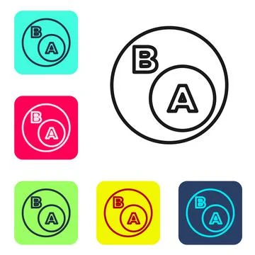 Black line Subsets, mathematics, a is subset of b icon isolated on white イラスト素材