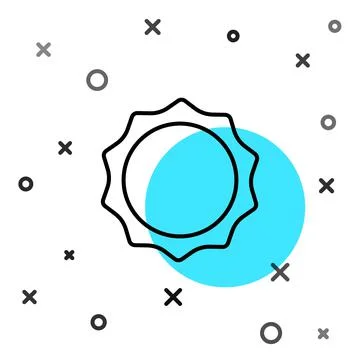 Black line Sun icon isolated on white background. Random dynamic shapes. Vector Stock Illustration