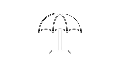 Black line Sun protective umbrella for beach icon isolated on white background Stock Footage 154094772