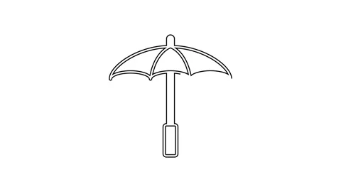 Black line Sun protective umbrella for beach icon isolated on white background Stock Footage 159287906