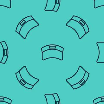 Black line Sun visor cap icon isolated seamless pattern on green background イラスト素材