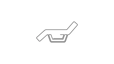 Black line Sunbed icon isolated on white background. Sun lounger. 4K Video Stock Footage 154094795