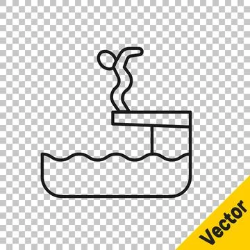 Black line Swimmer diving into pool icon isolated on transparent background Stock Illustration
