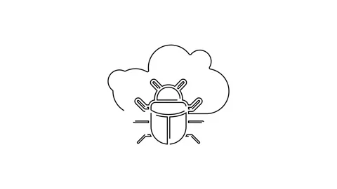 Black line System bug on a cloud icon isolated on white background. Cloud Stockbeeldmateriaal 138975027