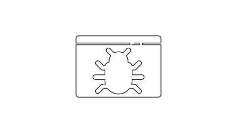 Black line System bug concept icon isolated on white background. Code bug Stock Footage 138975091