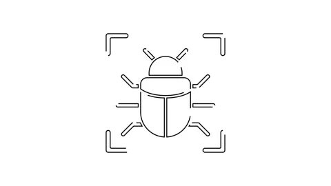 Black line System bug concept icon isolated on white background. Code bug Stock Footage 138975123