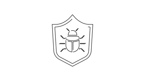 Black line System bug concept icon isolated on white background. Code bug Stock Footage 138975191