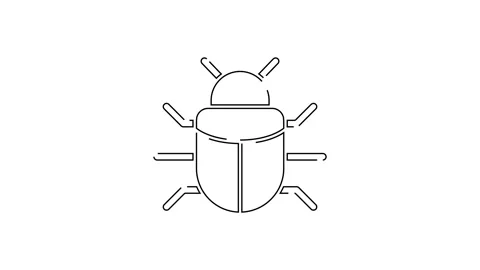 Black line System bug concept icon isolated on white background. Code bug Stock Footage 138975270