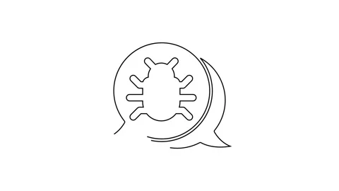 Black line System bug concept icon isolated on white background. Code bug Stock Footage 138975526