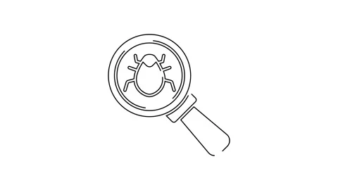 Black line System bug concept icon isolated on white background. Code bug Stock Footage 145387777