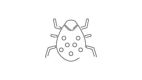 Black line System bug concept icon isolated on white background. Code bug Stock Footage 145387961