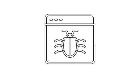 Black line System bug concept icon isolated on white background. Code bug Stock Footage 155482010