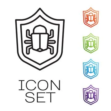 Black line System bug concept icon isolated on white background. Code bug Stockillustratie