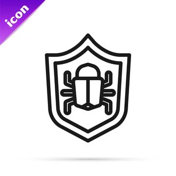 Black line System bug concept icon isolated on white background. Code bug Stock Illustration