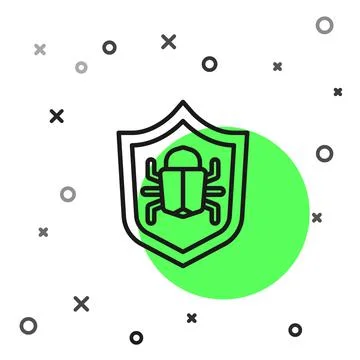 Black line System bug concept icon isolated on white background. Code bug Illustrazione stock