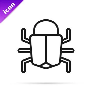 Black line System bug concept icon isolated on white background. Code bug Illustrazione stock