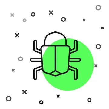 Black line System bug concept icon isolated on white background. Code bug イラスト素材