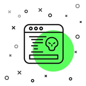 Black line System bug concept icon isolated on white background. Code bug con Stock Illustration