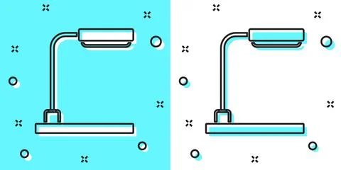 Black line Table lamp icon isolated on green and white background. Random dyn 스톡 일러스트