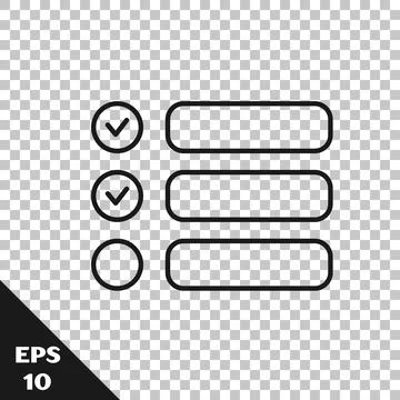 Black line Task list icon isolated on transparent background. Control list Stock Illustration
