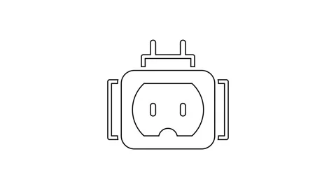 Black line Tee plug electric with clipping path icon isolated on white Video stock 167507034