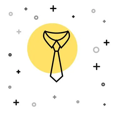 Black line Tie icon isolated on white background. Necktie and neckcloth symbo Illustrazione stock