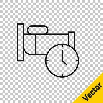 Black line Time to sleep icon isolated on transparent background. Sleepy zzz 스톡 일러스트