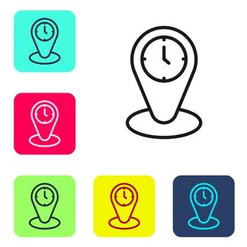 Black line Time zone clocks icon isolated on white background. Set icons in.. Illustrazione stock