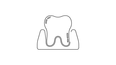 Black line Tooth icon isolated on white background. Tooth symbol for dentistry Stock Footage 138855011