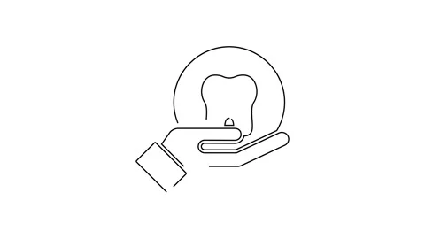 Black line Tooth icon isolated on white background. Tooth symbol for dentistry Stock Footage 138855126