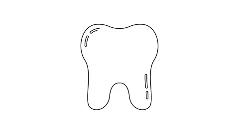 Black line Tooth icon isolated on white background. Tooth symbol for dentistry Stock Footage 138856840