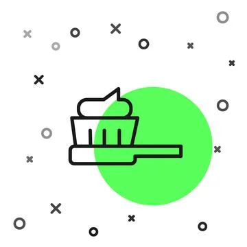 Black line Toothbrush with toothpaste icon isolated on white background. Vector 스톡 일러스트