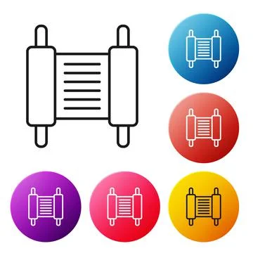 Black line Torah scroll icon isolated on white background. Jewish Torah in ex Stock Illustration